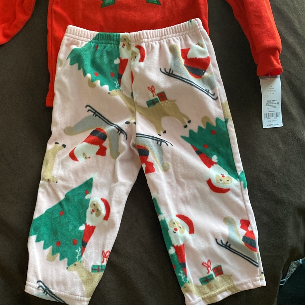 Merry Christmas!! 2T Girls PJs with PINK OMG ONE SIZE fits all head band. - Picture 3 of 4